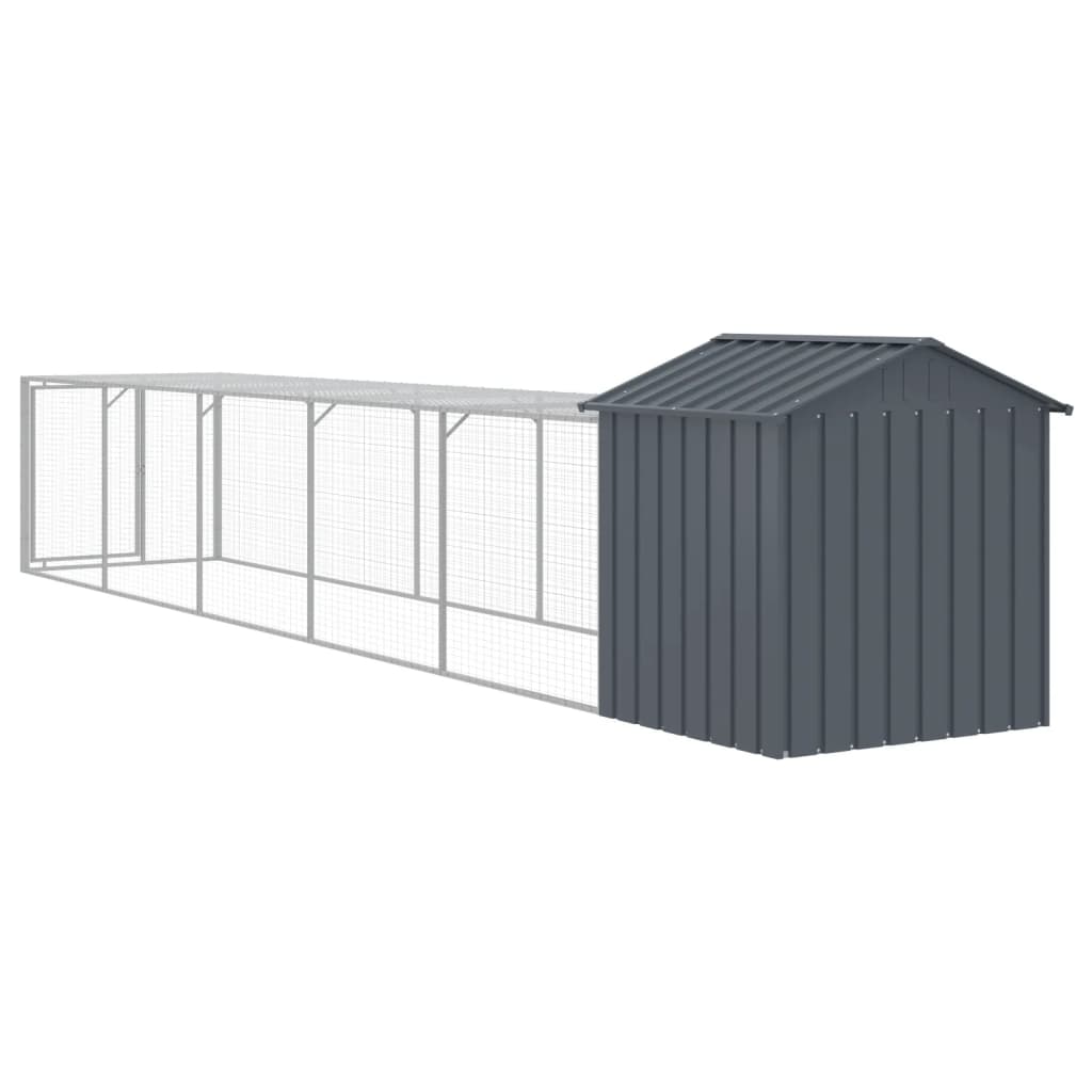 Chicken Coop with Run Anthracite 117 x 609 x 123 cm Galvanized Steel