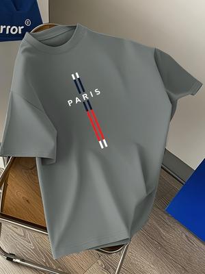 Мужская футболка с графическим принтом Paris - Повседневная летняя с коротким рукавом и круглым вырезом