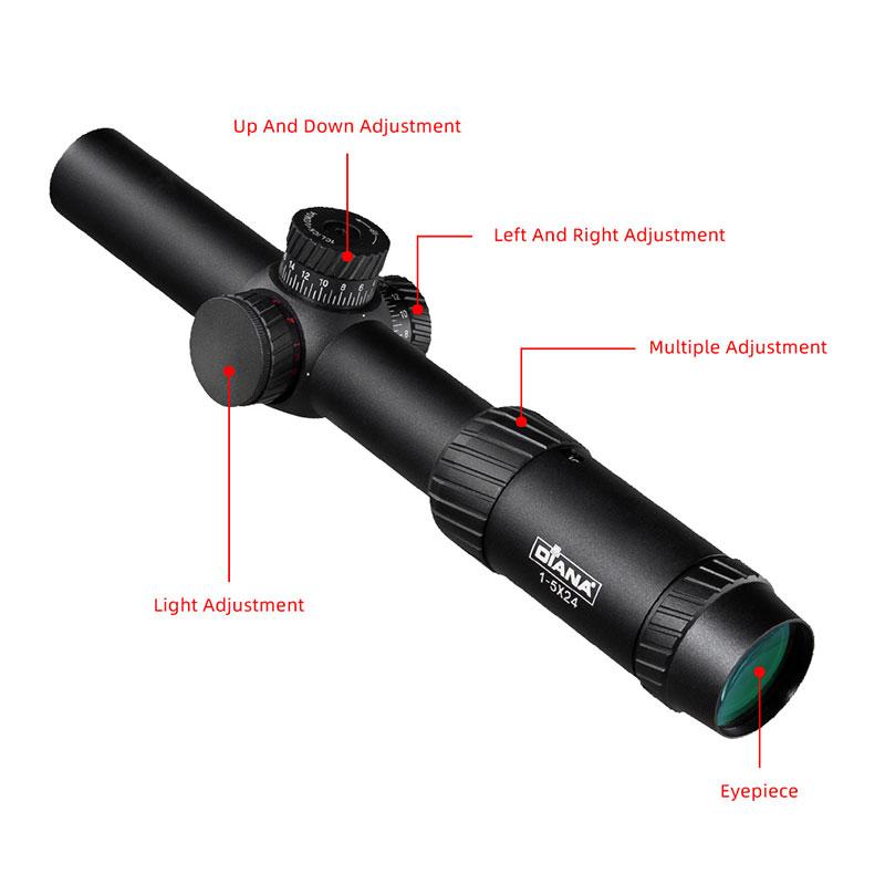 Diana Охотничий тактический оптический прицел 1-5X24 AOE с красным и зеленым светящимся крестообразным прицелом для охоты