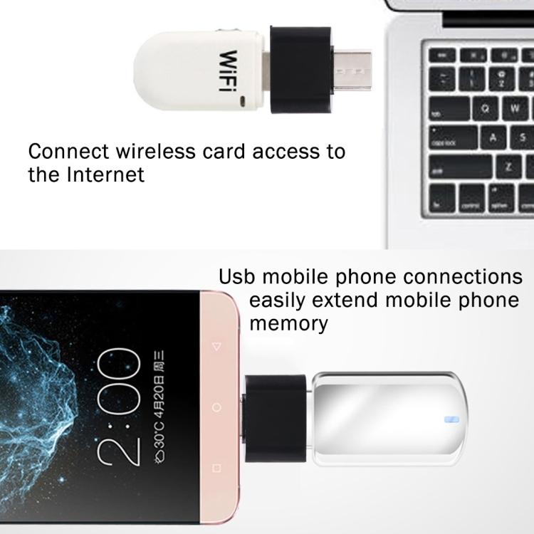 Пластиковый USB-C / Type-C Male to USB 2.0 Female OTG Data Transfer Charger