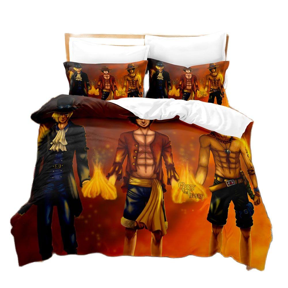 3D комплекты постельного белья, цельный комплект пододеяльников Luffy с наволочкой, двойное полное постельное белье размера «queen-size»
