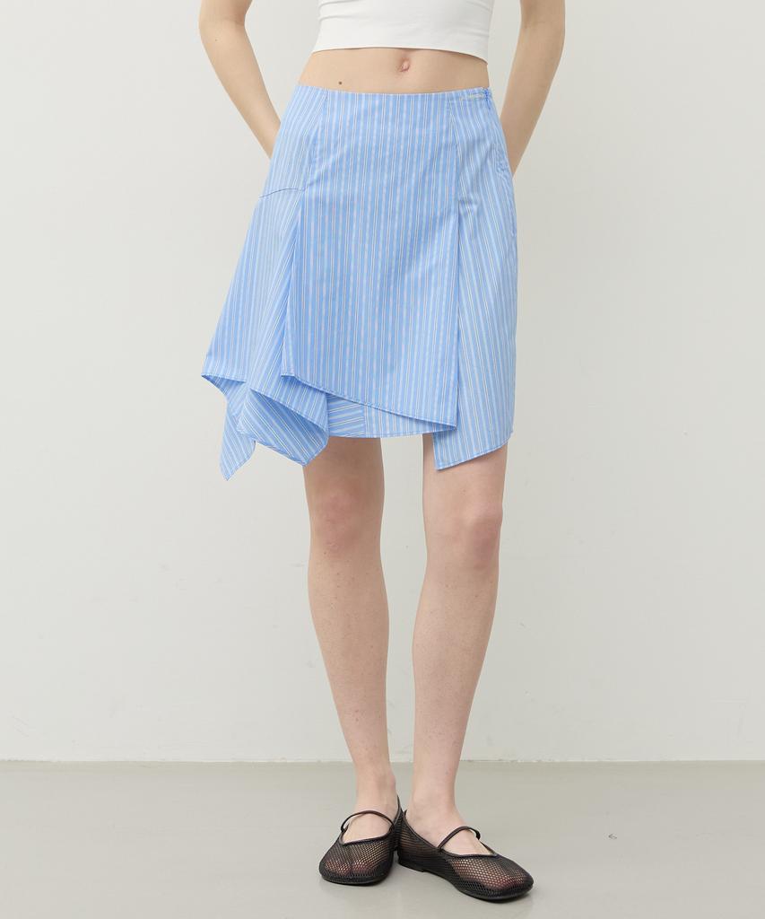 City Breeze Asymmetrical Drape Skirt_Stripe