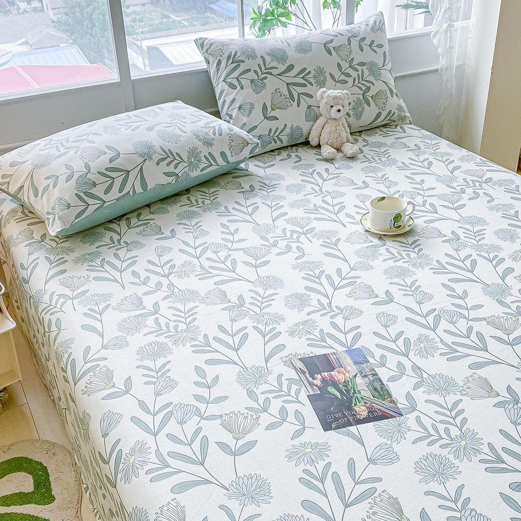 Комплект постельного белья из чистого хлопка, три предмета - Грубая ткань, на резинке, Подходит для общежитий и младенцев