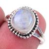 Natural Rainbow Moonstone Gemstone Handmade 925 Solid Silver Ring Size 6 p4P08