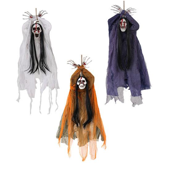 Хэллоуин Подвесное Украшение Призрак Жуткий Летающий Череп Призрак для Реквизита Дома с Привидениями В помещении На улице Веранда Двор Дерево Декор