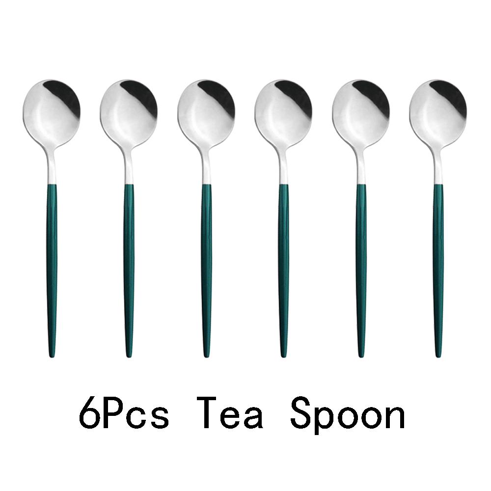 6pcs Mirror Stainless Steel Cutlery Set Multicolor Dinnerware Spoon Set Dinner Set Coffee Tea Spoon Tableware Home Kitchen Silverware