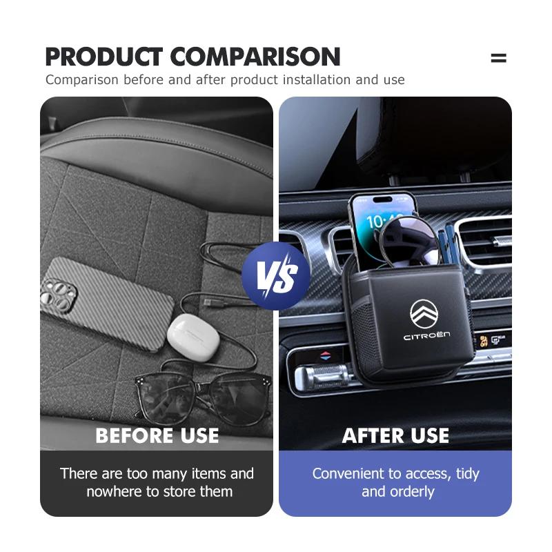 APS2 Leather Car Air Outlet Storage Bag Phone Hanging Bag Supplies For Citroen C5 C1 C2 C6 C4L DS3 DS4 DS5 C-Elysee Grand Berlingo