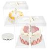 2Pcs Cake Packaging Boxes Wirh Ribbon 12in Transparent Cake Boxes with Base Clear Cake Carrier Transport Container Gift Boxes