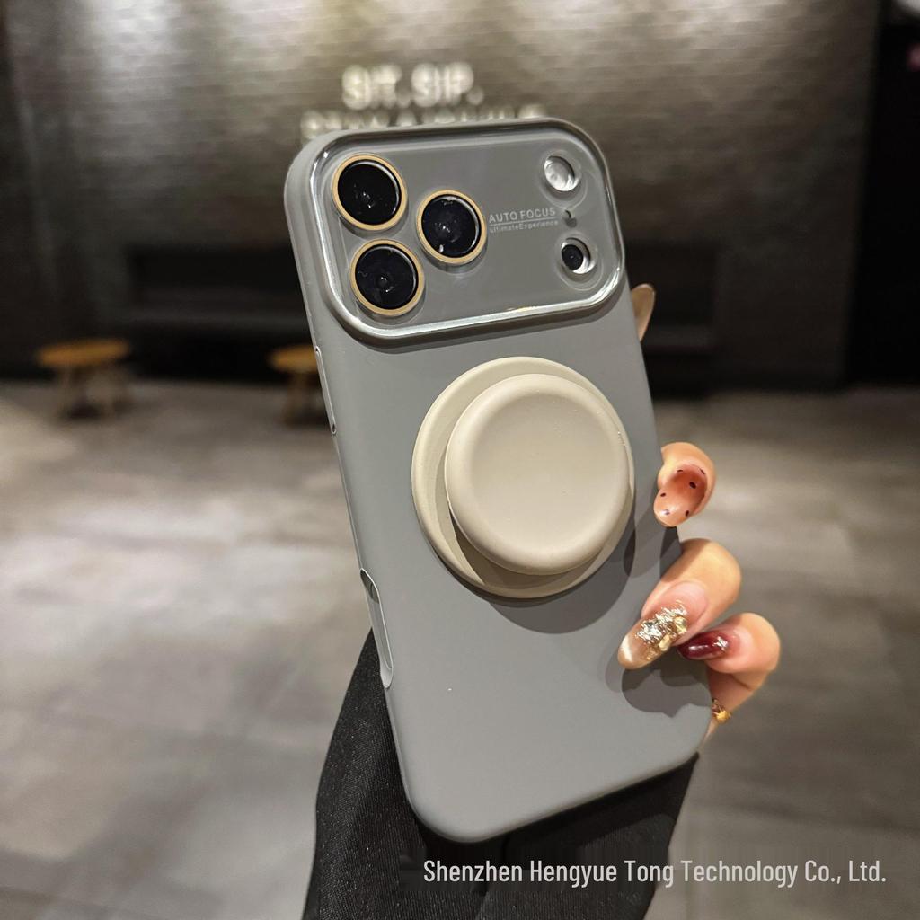 Чехол для iPhone 17 Pro Max из жидкого силикона с подставкой - Однотонный дизайн с подушками безопасности