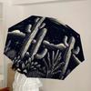 1pc Desert Night Moon Cactus Landscape Umbrella with Plastic Handle,Suitable for All Seasons Home Travel Outdoor UmbrellaDD338