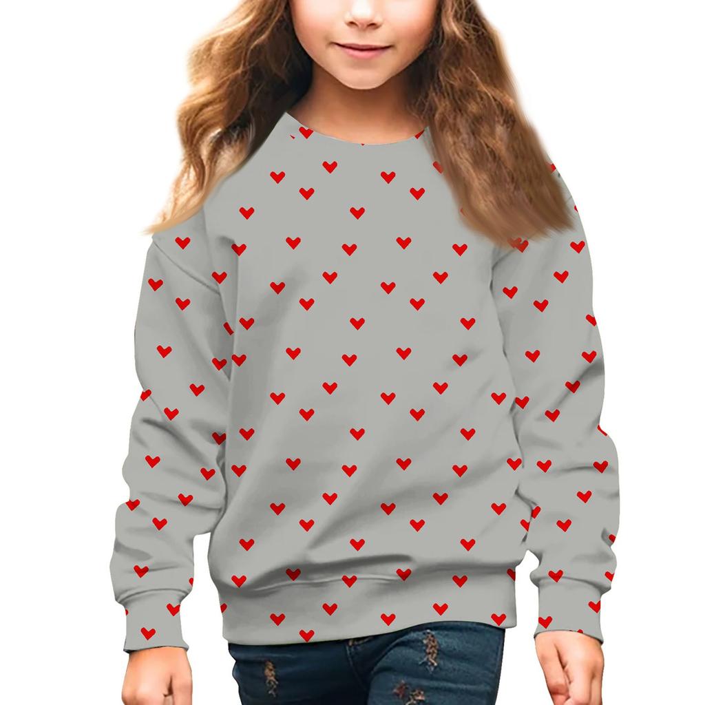 Девочки Круглый вырез Пуловеры для детей День святого Валентина Печатные топы