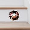 Съемные ПВХ Настенные Обои 3D Наклейка с Аксолотлем, Реалистичное Отверстие Милое Животное Самоклеящаяся Легко Снимается и Наклеивается Водонепроницаемая для Гостиной