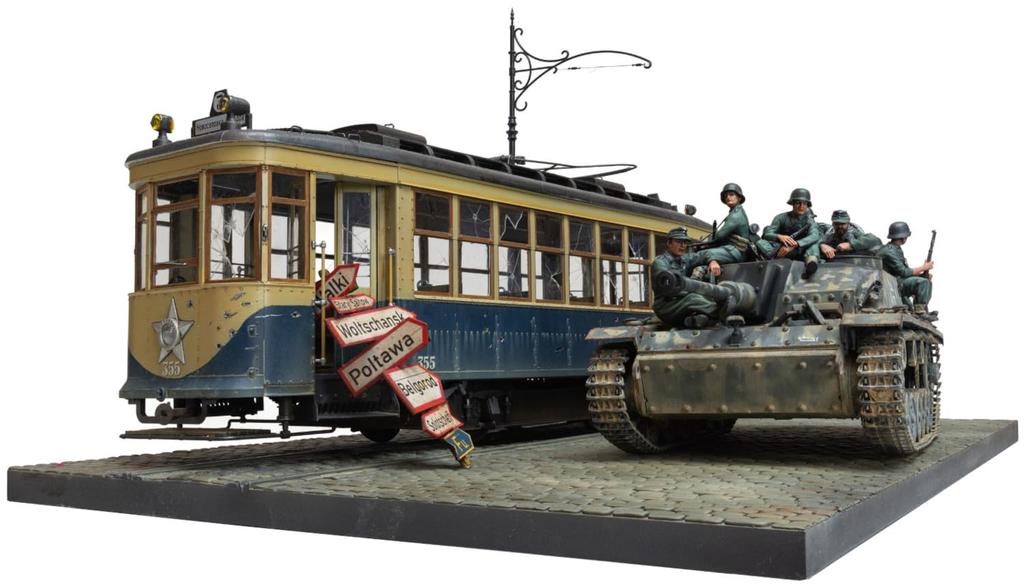 Miniart Масштаб 1/35 Харьков 1943 Трамвай и StuG III Ausf. G с Экипажем Большой Набор Пластиковая Модель MA36067 (Декорации)