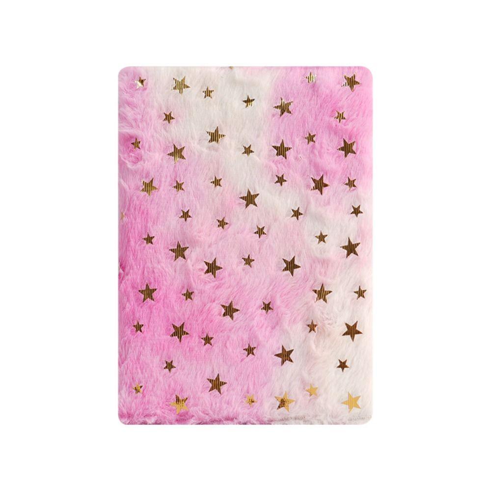 Gradient Colored Plush Fluffy Covered Notebook Funny Student Notebook Office Supplies