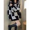 Корейский стиль, высококачественный клетчатый свитер для женщин - осень/зима 2024