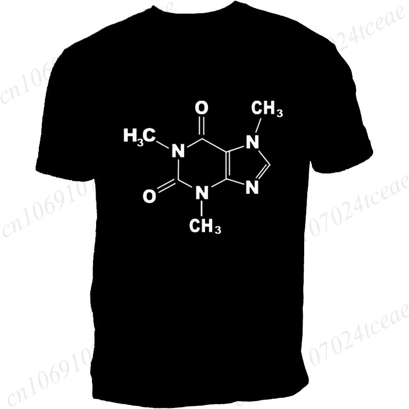 Science T Shirt Mens Funny Caffeine Molecule Gamer Geek Funny Tee Men's Summer Clothing Short Sleeve T-shirt Top Casual Tees