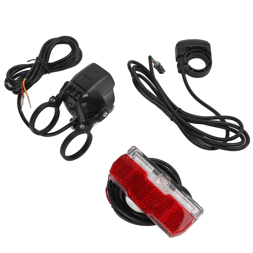 24V 36V 48V Electric Bike Front and Rear Light Set Headlight and Tail Light with Horn Kit