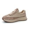 Мода 4 см Весна Осень Женские Повседневные Кроссовки Смешанные Цвета Натуральная Кожа Толстая Подошва На Шнуровке Легкие Женские Туфли на Плоской Подошве