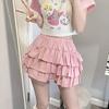 Мини-юбка с оборками для женщин Кавайи Лолита А-силуэта Шорты Y2K Сладкий стиль Одежда Харадзюку