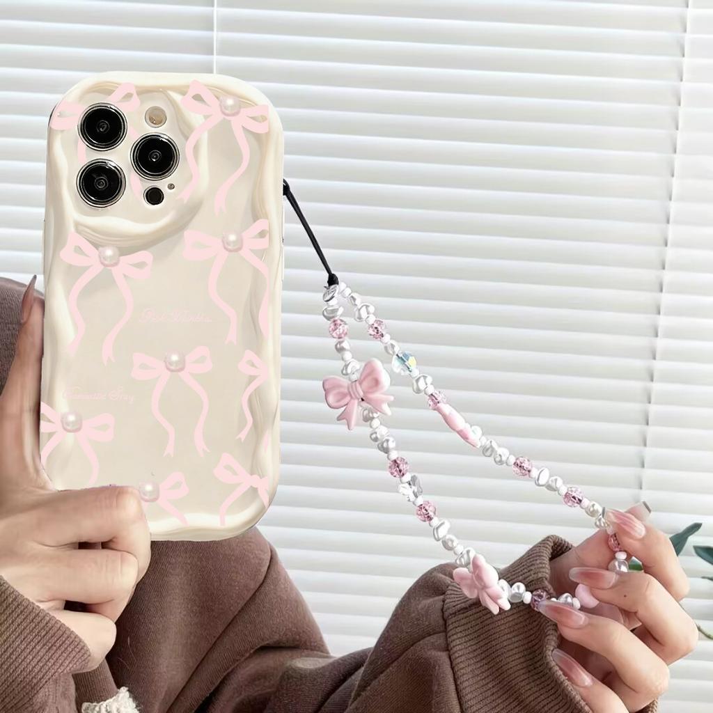 Милый Розовый Бант Любовь Цепочка Ремешок 3D Волна Чехол Для Infinix Note 50 Pro 30 40 GT 30 Pro Hot 50 Pro 40i 30 Play Smart 9 8 Чехол Силикон