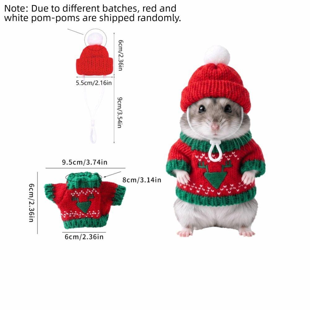 Sweater and Hat Cute Hamster Clothes Set Christmas Theme PET Outfit Set Tiny Animal Wear