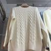1011 new autumn and winter solid color split-ended sweater women's loose outer wear lazy wind twist knitted pullover short top