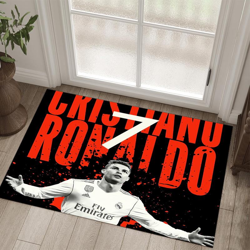 Cristiano Ronaldo Design Crystal Velvet Carpet Cozy Non?Slip Printed Rug For Bedroom Living Room Entrance