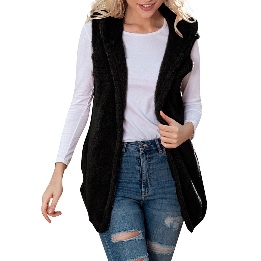 Женский жилет, зимняя теплая толстовка с капюшоном, верхняя одежда, повседневное пальто, плюшевая куртка, верхняя одежда