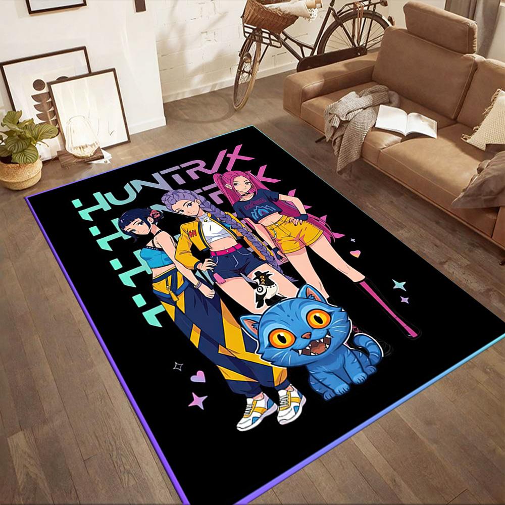 Huntrx: Future Bass Vibes Square rugs are a great choice for living rooms, bedrooms, home décor, and as gifts.