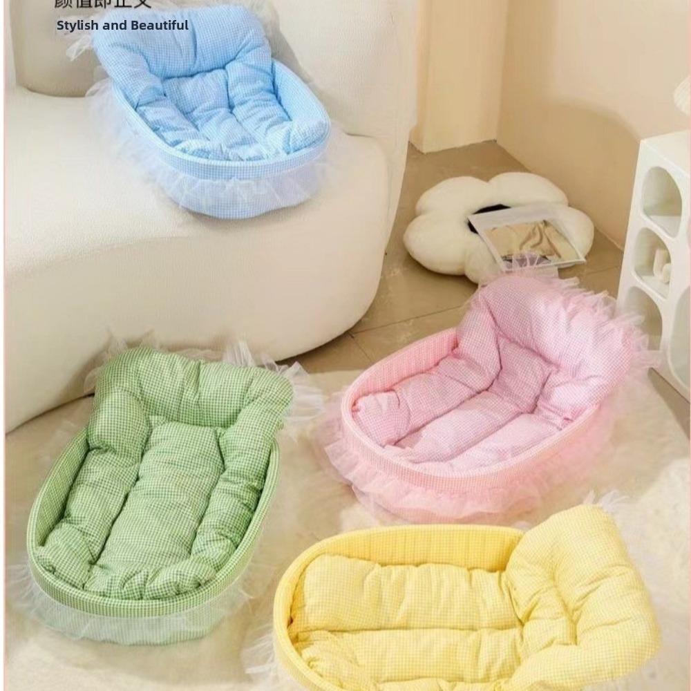 Removable Pet Princess Sofa Lace-Trimmed Dog Bed Pet Supplies Pet Kennel  Indoor Use