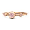 Pink Topaz Triple Bezel-Set Women Wedding Ring  - 925 Sterling Silver Rose Gold Vermeil