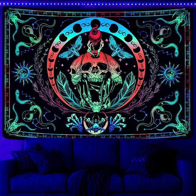 Гобелен Trippy Planet УФ-реактивный водопад Пейзаж Декор комнаты Эстетический психоделический настенный подвесной гриб Готический домашний декор