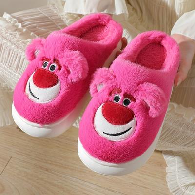 Новые осенне-зимние хлопковые тапочки женские милые мультяшные для дома плюшевые тапочки для пары обувь для послеродового периода
