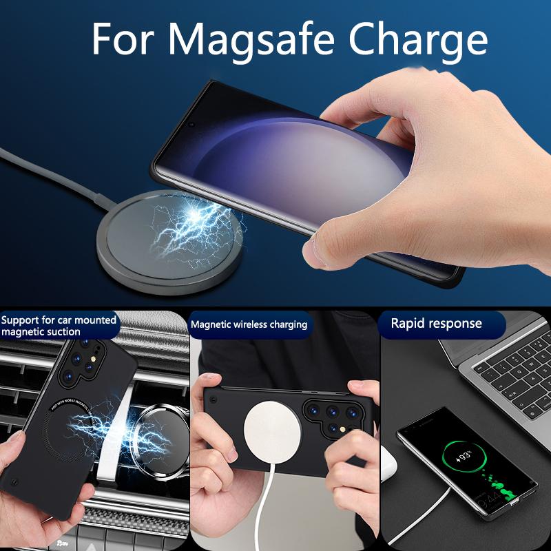 Безрамочный Магнитный чехол для Magsafe Беспроводной зарядки для Samsung S25 Edge S26 S24 Ultra S23 FE S22 S21 Plus A56 Ударопрочный Чехол