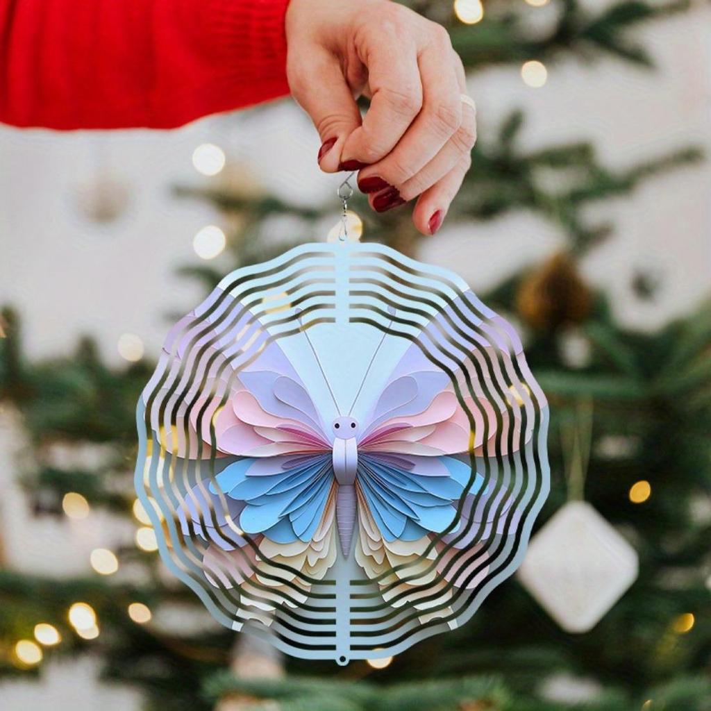 1pc 3D Mandala Flower Hanging Wind Spinner, Metal Garden Wind Chime, 360° Rotating Hook, Outdoor Yard Decor, No Electricity or Battery Needed