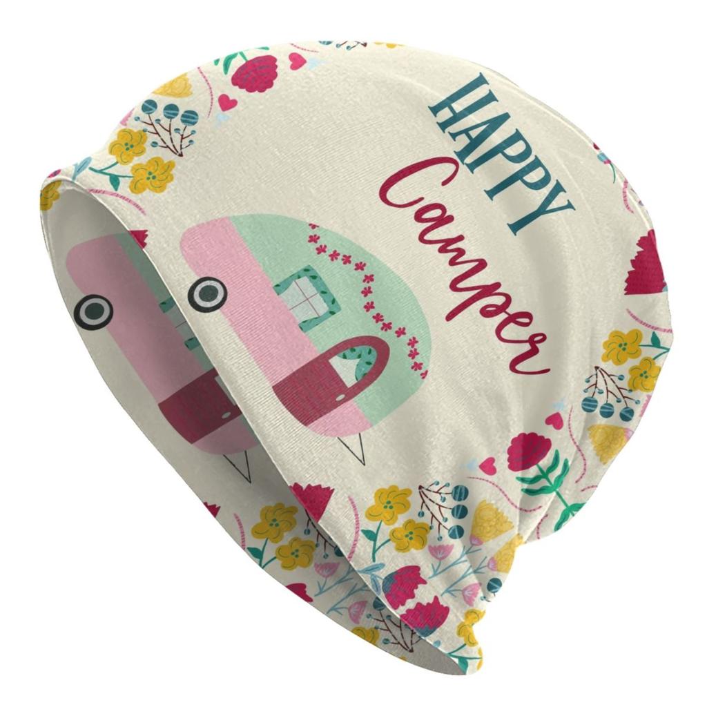 Happy Camping Trailer Camper Skullies шапочки кепки для унисекс женские уличные зимние теплые вязаные шапки для взрослых шапки с капюшоном