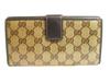 Authentic GUCCI Beige GG Coating Canvas Dark Brown Leather Flap Wallet #a997  Refurbished