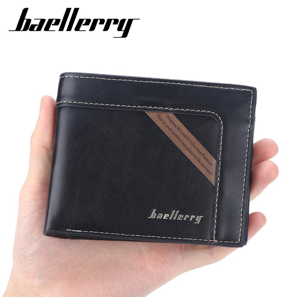Baellerry Classic Brand Design Men Short Wallets Artificial Leather Vintage Business Bifold Wallet Fashion Card Holder Purse