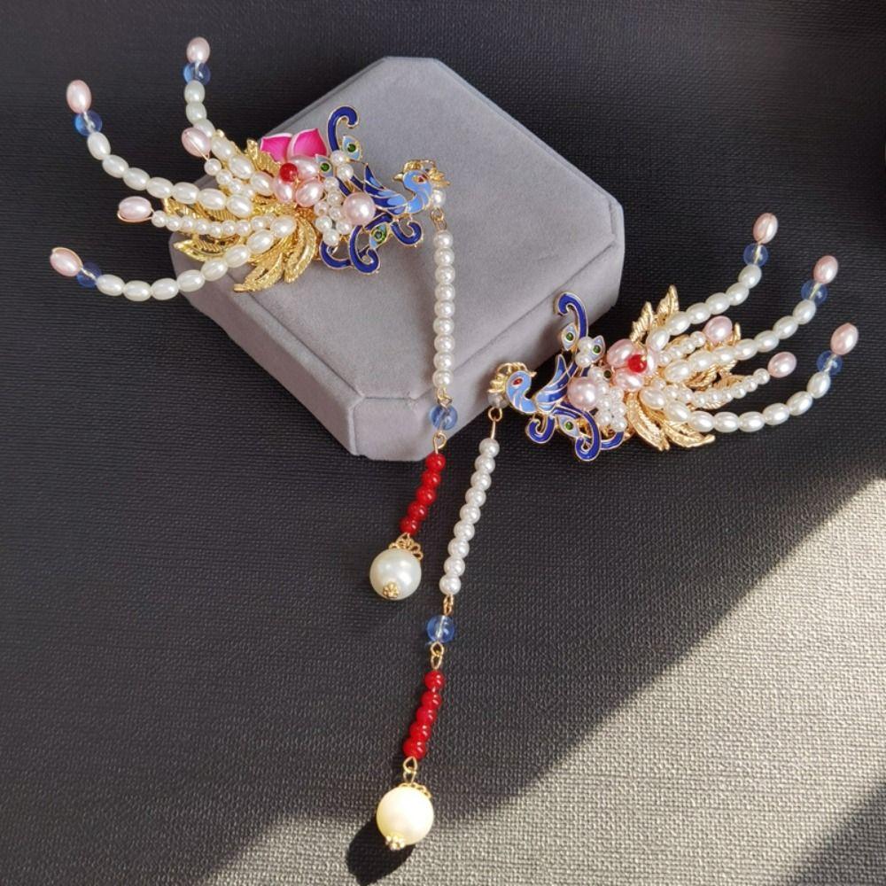 Шпилька для волос в китайском стиле с кисточками и жемчугом, головной убор Ханфу, старинная палочка для волос Ханфу, женская заколка