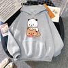 Bubu and Dudu Drink Bubble Tea Print Women Kangaroo Pocket Hoodie Female Sweatshirt Harajuku Sleeve Clothes Aesthetic Clothes