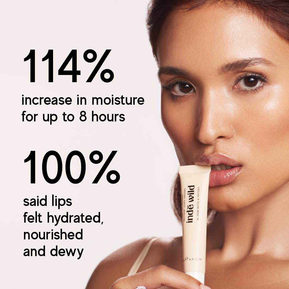 Indē wild Увлажняющее средство для губ Dewy Lip Treatment - 15 мл | Веганский бальзам для губ и увлажнитель для ночного восстановления | Держится более 8 часов | С натуральным дези гхи, маслом ши, сква