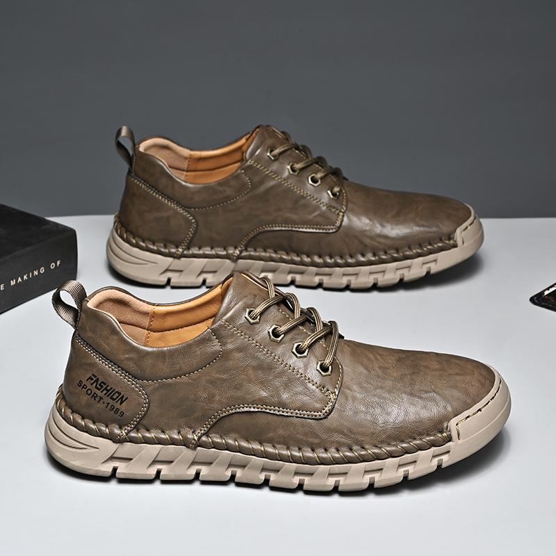 Мужская повседневная обувь Высокое качество Дышащая Ретро кожаная Обувь для улицы Мягкая Удобная Износостойкая Мужская обувь Кроссовки