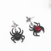 Панк Рок Черный Паук Пусеты Готическая Личность Красный Камень Асимметричная Цепочка Кисточка Подвесные Серьги Ювелирные Изделия Подарки