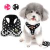 Zunea Pet Supplies Dog Harness for Small Dogs Cute Dot Polka Dot Pattern Lead Set Breathable Soft Mesh Lining Stylish Dog Clothes Vest Walking Black S