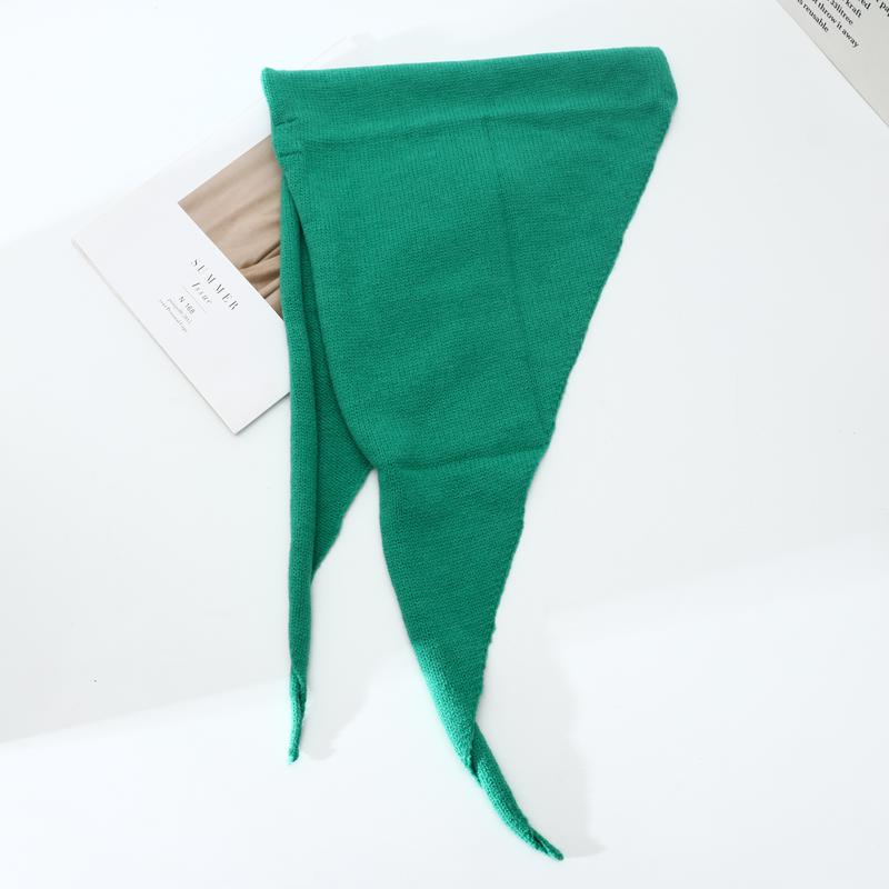 Knitted Warm Multi-Functional Neckerchief Women Muffler Scarf Triangular Wool Shawl Triangle Color Plain Solid K-Fashion Style Korean Scarves