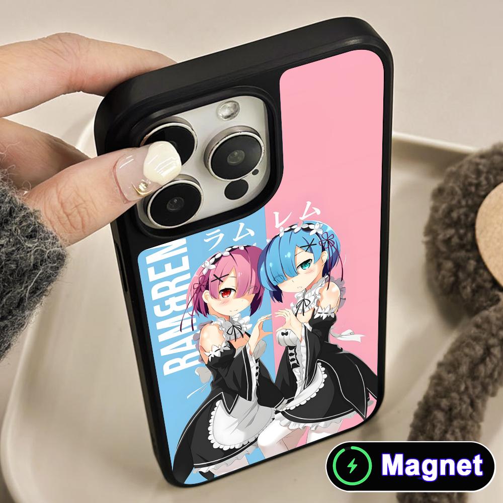 Чехол для мобильного телефона ReZero Rem Ram с матовой поверхностью и поддержкой MagSafe для iPhone 17 16 15 14 13 12 11 Air Pro Max Plus Цветная крышка