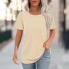 Women's Fashion Casual Solid Color Round Neck Short Sleeve T-shirt Tops