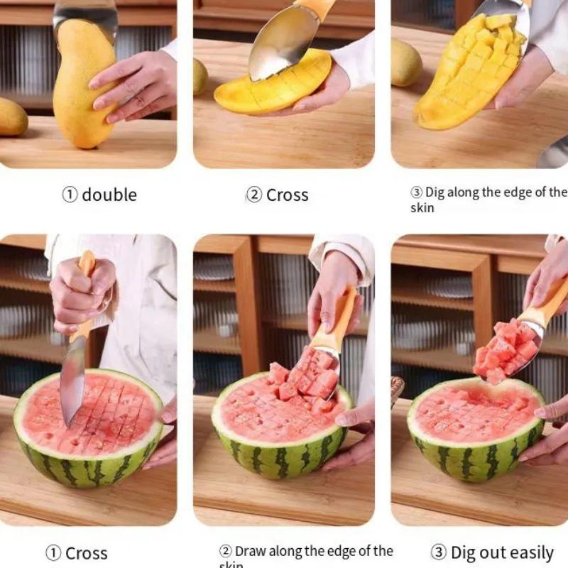 Mangos Knife Japanese Style Fruit Dicing Tools Multi-function Household Convenient Kitchen Accessories Scooping Fruits Gadget