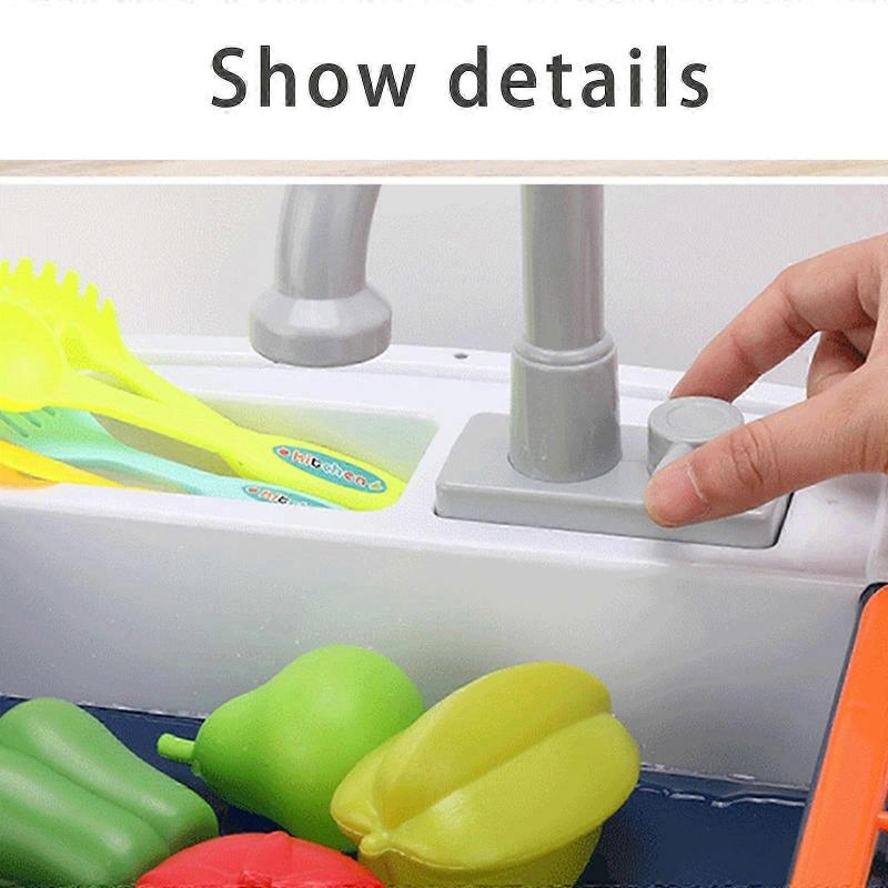 Kitchen Sink Toys, 28-Piece Electric Dishwasher Toy for Kids with Running Water
