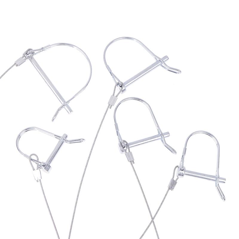 1Pc Stainless Steel Round Arch Wire Shaft Lock Pin With Anti-Lost Rope Coupler Pins Retainer For Farm Trailer Wagon Lawn Garden